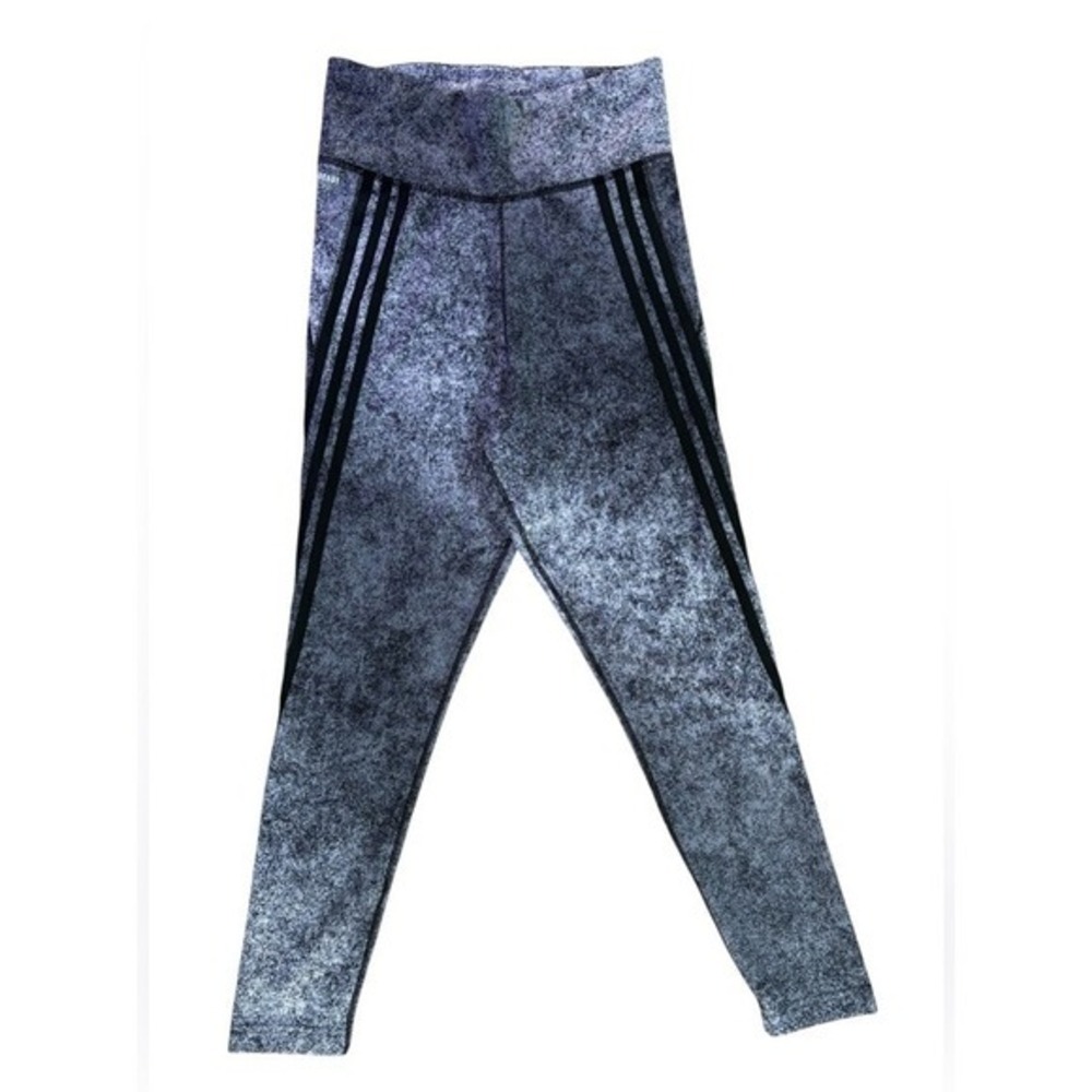 Adidas Aeroready Gray Black Speckled 3-Stripe Leggings Women's‎ Size Small